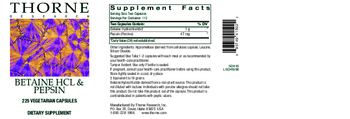 Thorne Research Betaine HCl & Pepsin - supplement