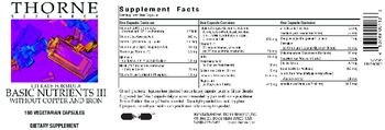 Thorne Research Citrate Formula Basic Nutrients III without Copper and Iron - supplement
