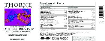 Thorne Research Citrate Formula Basic Nutrients IV With Copper And Iron - supplement
