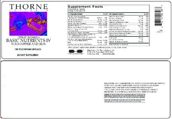 Thorne Research Citrate Formula Basic Nutrients IV With Copper And Iron - supplement