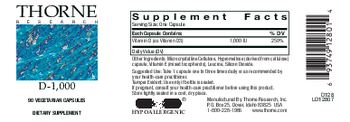 Thorne Research D-1,000 - supplement