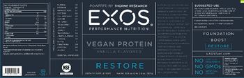 Thorne Research EXOS Vegan Protein Chocolate Flavored - supplement