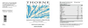 Thorne Research Grass Fed Whey Protein Vanilla Flavored - supplement