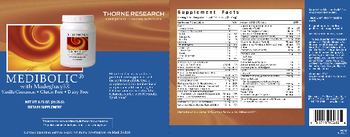 Thorne Research MediBolic Vanilla Cinnamon - this statement has not been evaluated by the food and drug administration this product is not intend