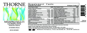 Thorne Research Medipro Multi Complete Without Iron - supplement
