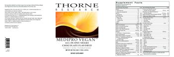 Thorne Research MediPro Vegan All-In-One Shake Chocolate Flavored - supplement