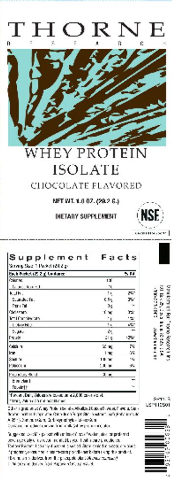Thorne Research Whey Protein Isolate Chocolate Flavored - supplement