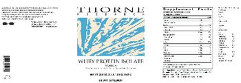 Thorne Research Whey Protein Isolate Vanilla - supplement