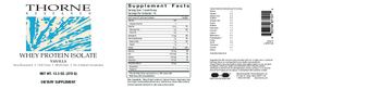 Thorne Research Whey Protein Isolate Vanilla - supplement