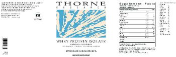 Thorne Research Whey Protein Isolate Vanilla Flavored - supplement