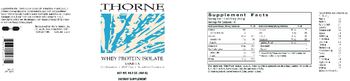 Thorne Research Whey Protein Isolate Vanilla - supplement