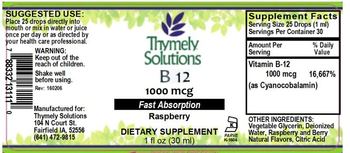 Thymely Solutions B12 1000 mcg Raspberry - supplement