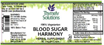 Thymely Solutions Blood Sugar Harmony - herbal supplement