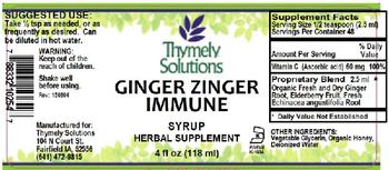 Thymely Solutions Ginger Zinger Immune Syrup - herbal supplement