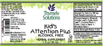 Thymely Solutions Kid's Attention Plus Alcohol Free - herbal supplement