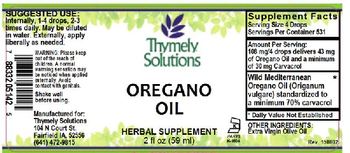 Thymely Solutions Oregano Oil - herbal supplement