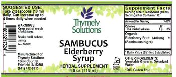 Thymely Solutions Sambucus Elderberry Syrup - herbal supplement