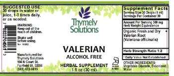 Thymely Solutions Valerian Alcohol Free - herbal supplement