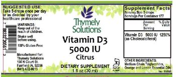 Thymely Solutions Vitamin D3 5000 IU Citrus - supplement