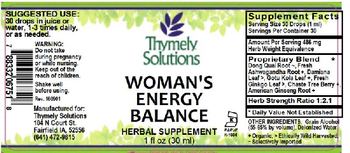 Thymely Solutions Woman's Energy Balance - herbal supplement