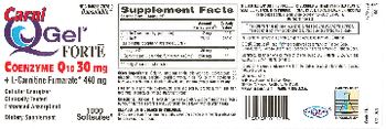 Tishcon Corp. Carni QGel Forte Coenzyme Q10 30 mg + L-Carnitine 440 mg - supplement
