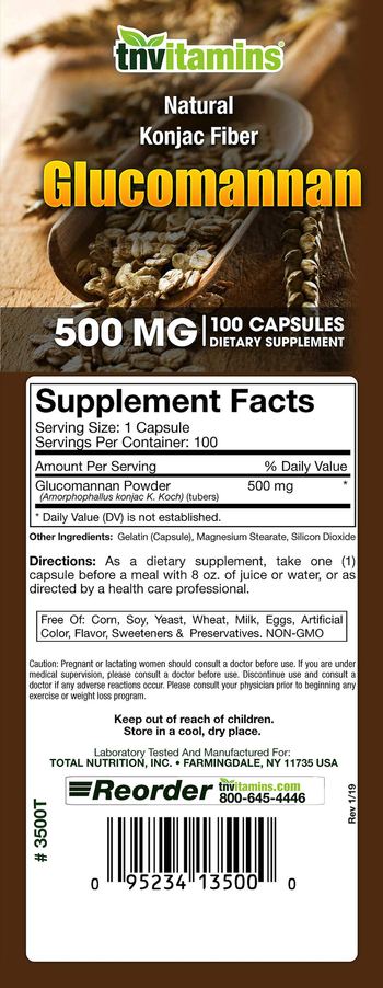 Tnvitamins Glucomannan 500 mg - supplement