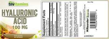 Tnvitamins Hyaluronic Acid 100 mg - supplement