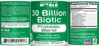 Top Of The World 30 Billion Biotic Probiotic Blend - supplement