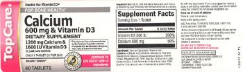TopCare Calcium 600 mg & Vitamin D3 - 