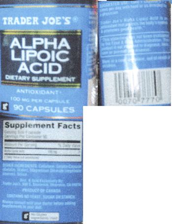 Trader Joe's Alpha Lipoic Acid - supplement