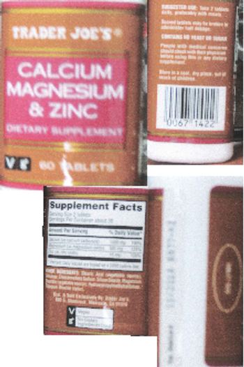 Trader Joe's Calcium Magnesium & Zinc - supplement