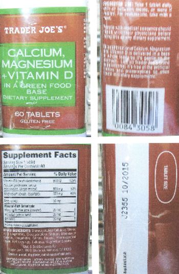 Trader Joe's Calcium, Magnesium + Vitamin D - supplement