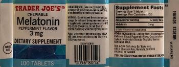 Trader Joe's Chewable Melatonin 3 mg Peppermint Flavor - supplement