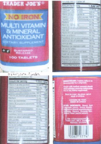 Trader Joe's No Iron Multi Vitamin & Mineral Antioxiant - supplement