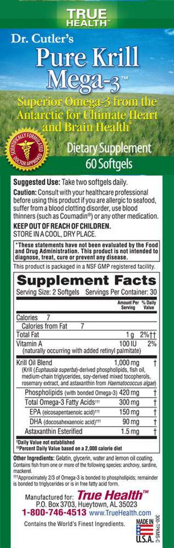True Health Dr. Cutler's Pure Krill Mega-3 - supplement