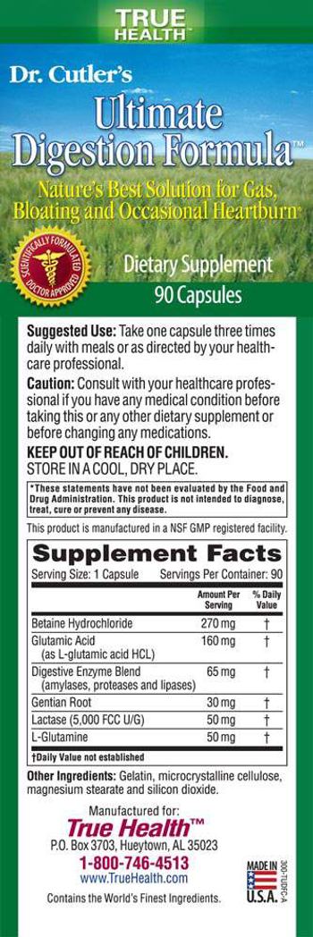 True Health Dr. Cutler's Ultimate Digestion Formula - supplement