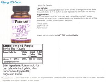 Twinlab Allergy D3 Caps - supplement