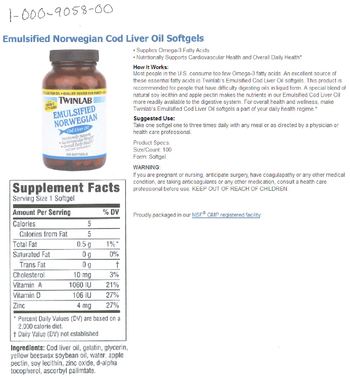 Twinlab Emulsified Norwegian Cod Liver Oil - supplement