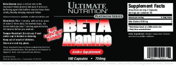 Ultimate Nutrition Platinum Series Beta Alanine 750 mg - amino supplement