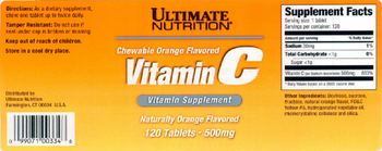 Ultimate Nutrition Vitamin C 500 mg Naturally Orange Flavored - vitamin supplement