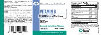 Universal Nutrition / Universal Naturals Vitamin B Complex 350 mg - supplement