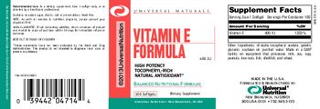 Universal Nutrition / Universal Naturals Vitamin E Formula 400 IU - supplement