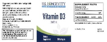 U.S. Longevity Institute Vitamin D3 2400 IU - supplement