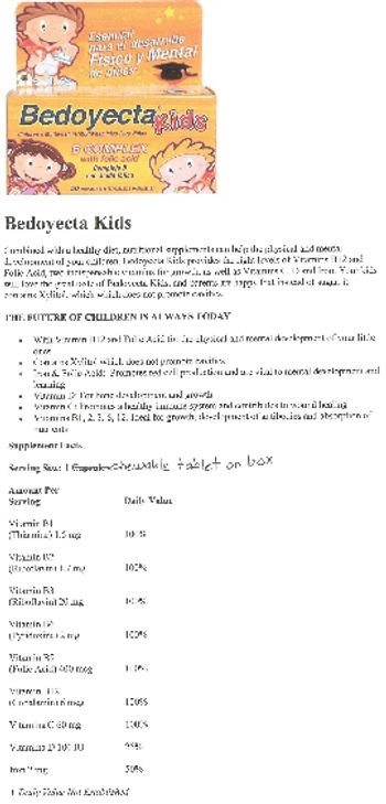 Valeant Pharmaceuticals North America Bedoyecta Kids - 