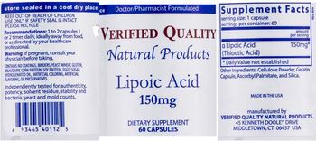 Verified Quality Natural Products Lipoic Acid 150 mg - supplement