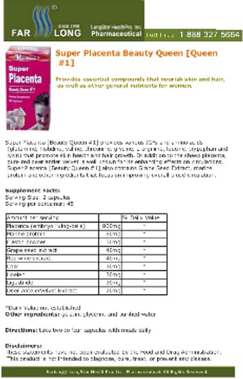 Vigor Source Super Placenta Beauty Queen #1 - supplement