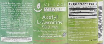 Village Vitality Acetyl L-Carnitine 500 mg - supplement