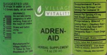 Village Vitality Adren-Aid - herbal supplement