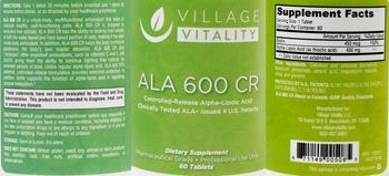 Village Vitality ALA 600 CR - supplement