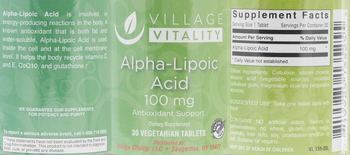 Village Vitality Alpha-Lipoic Acid 100 mg - supplement